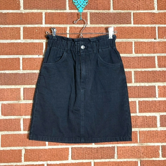 DIVIDED Black Denim Paper Bag Waist Skirt - Picture 1 of 5